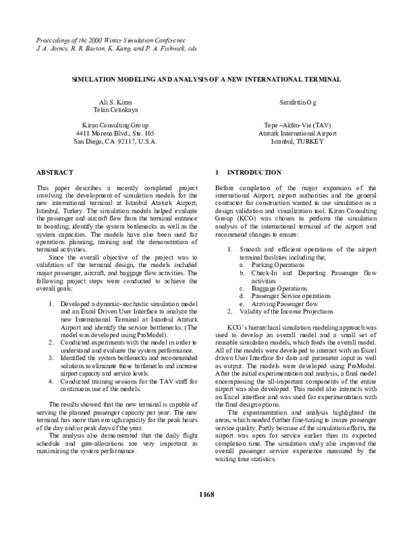 (PDF) Simulation modeling and analysis of a new international terminal