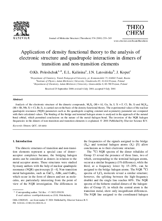 (PDF) Application of density functional theory to the analysis of ...