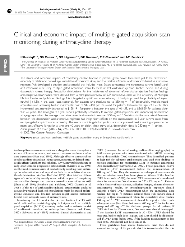 (PDF) Clinical and economic impact of multiple gated acquisition scan ...