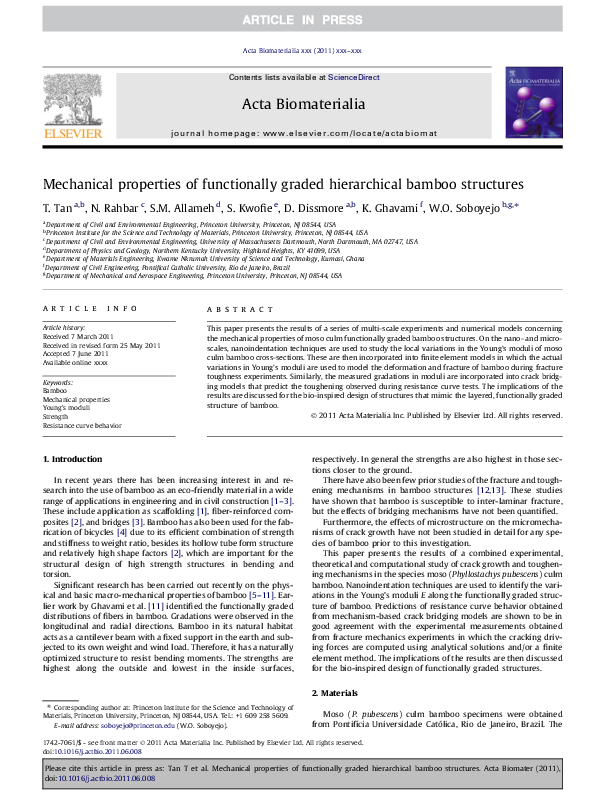 (PDF) Mechanical properties of functionally graded hierarchical bamboo ...