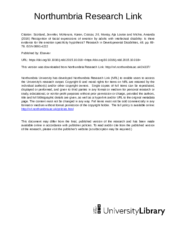 (PDF) Recognition of Facial Expressions of Emotion by Children with ...