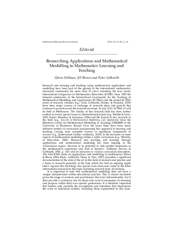 (PDF) Researching applications and mathematical modelling in ...