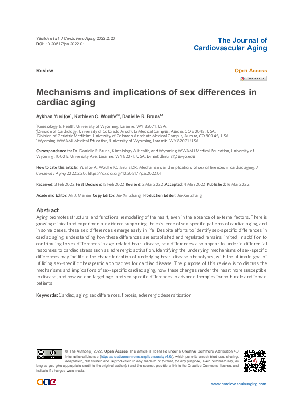 (PDF) Mechanisms and implications of sex differences in cardiac aging
