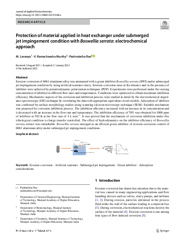 (PDF) Protection of material applied in heat exchanger under submerged ...