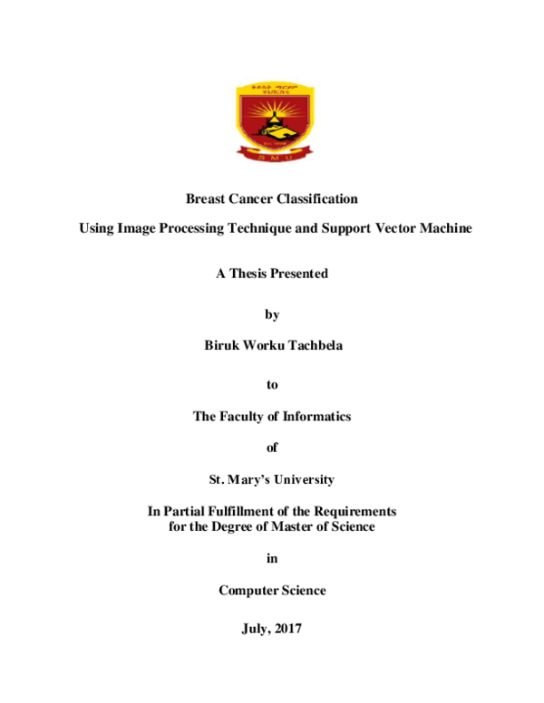 (PDF) Breast Cancer Classification Using Image Processing Technique and ...