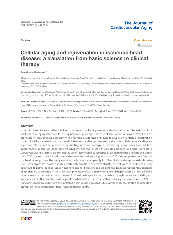 (PDF) Cellular aging and rejuvenation in ischemic heart disease: a ...
