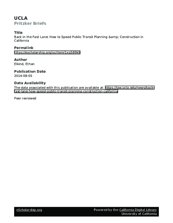 (PDF) Back in the Fast Lane: How to Speed Public Transit Planning and ...