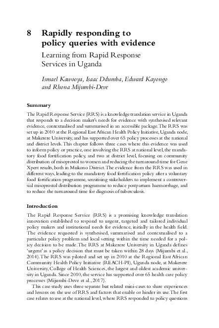 (PDF) Rapidly responding to policy queries with evidence