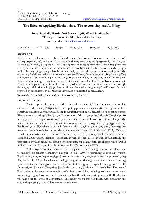 (PDF) The Effect of Applying Blockchain to The Accounting and Auditing