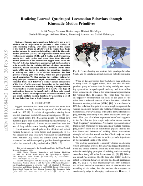 (PDF) Realizing Learned Quadruped Locomotion Behaviors through ...