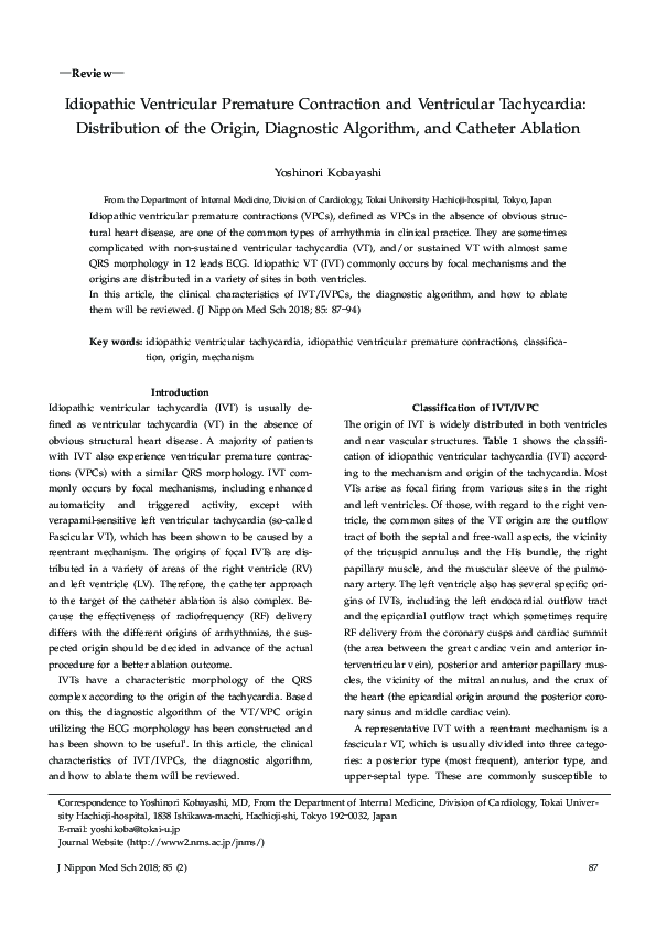 (PDF) Idiopathic Ventricular Premature Contraction and Ventricular ...