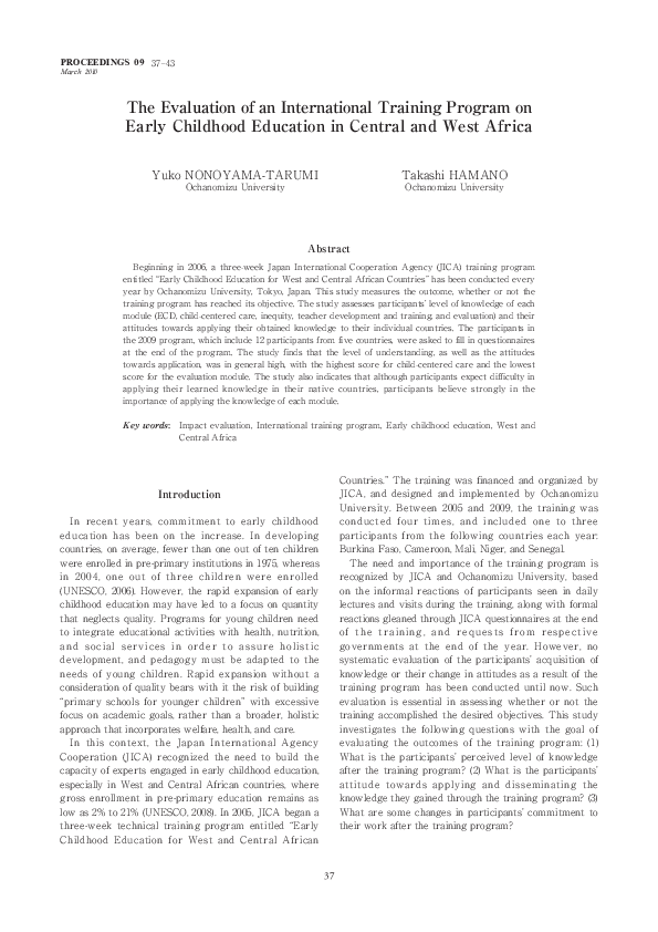 (PDF) The Evaluation of an International Training Program on Early ...
