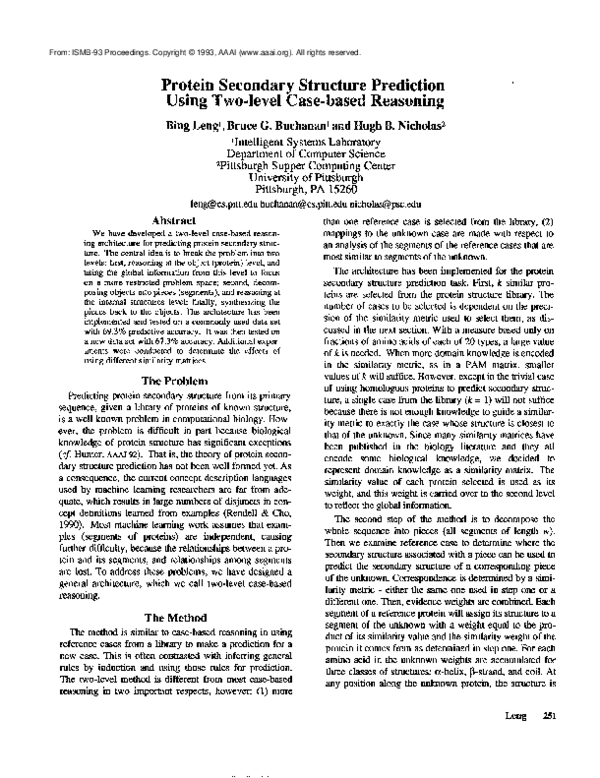 (PDF) Protein secondary structure prediction using the three ...