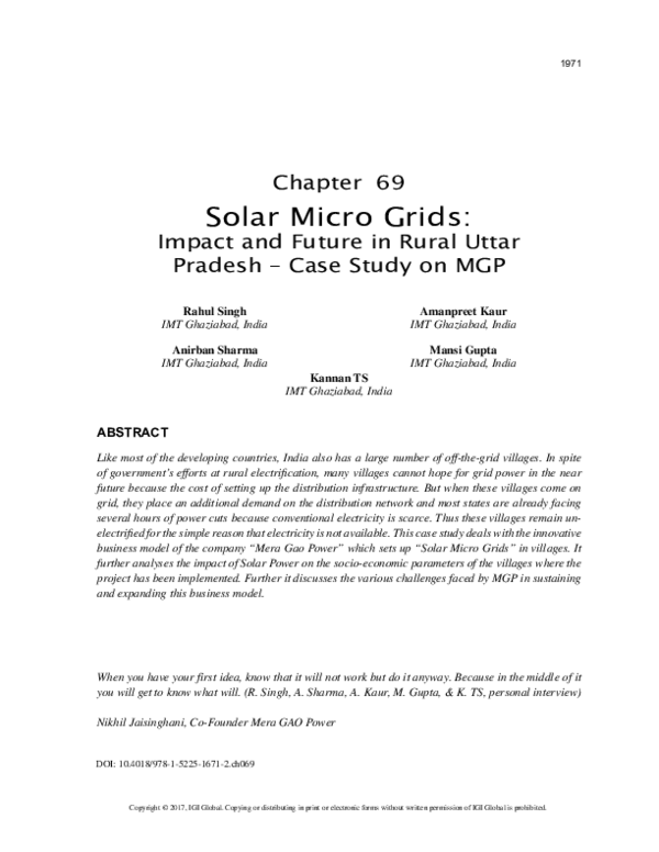 (PDF) Solar Micro Grids