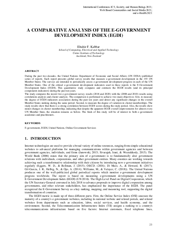 (PDF) A Comparative Analysis of the EGovernment Development Index