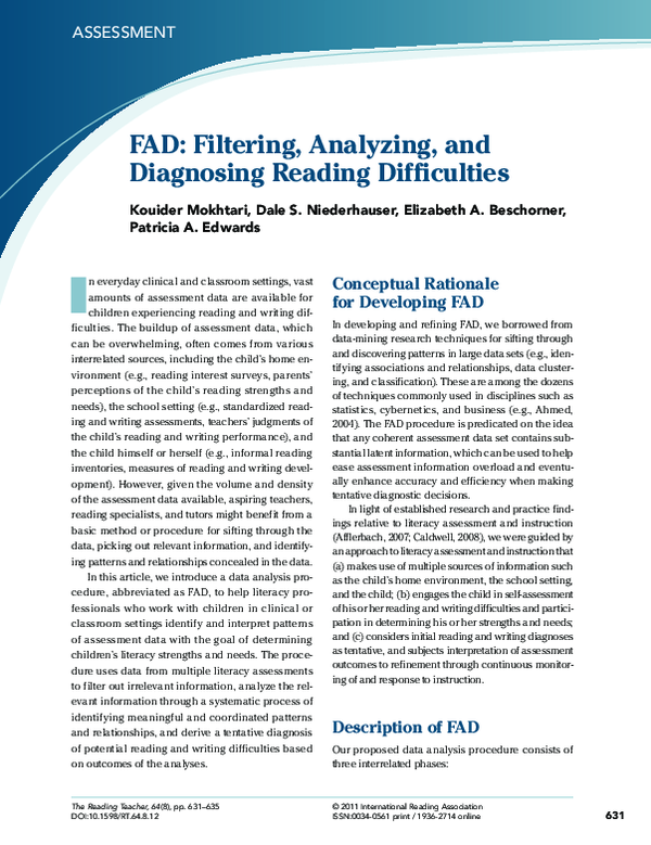 (PDF) FAD: Filtering, Analyzing, and Diagnosing Reading Difficulties