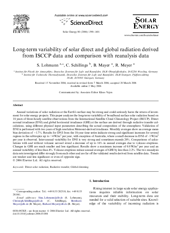 (PDF) Long-term variability of solar direct and global radiation ...