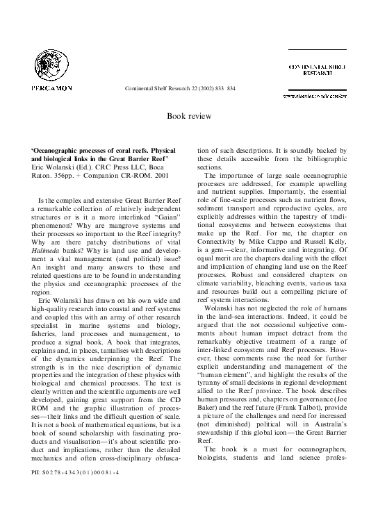 (PDF) ‘Oceanographic processes of coral reefs. Physical and biological ...