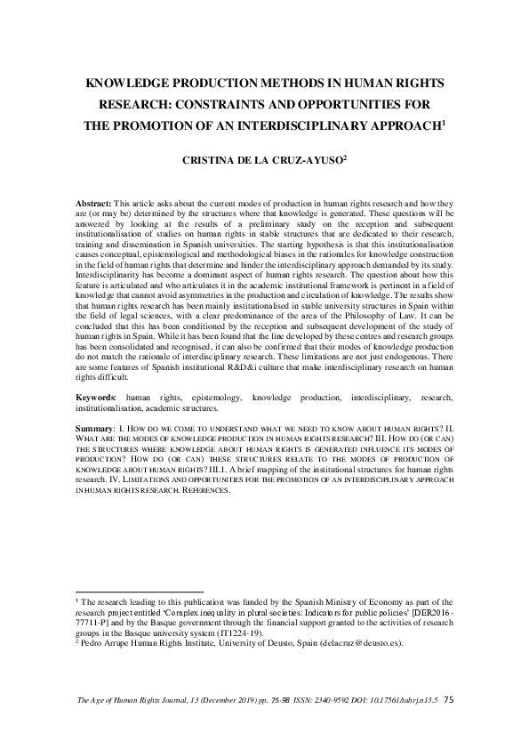 (PDF) Knowledge Production Methods in Human Rights Research ...