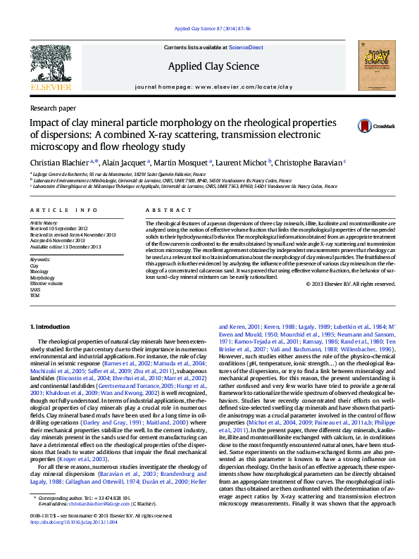 (PDF) Impact of clay mineral particle morphology on the rheological ...