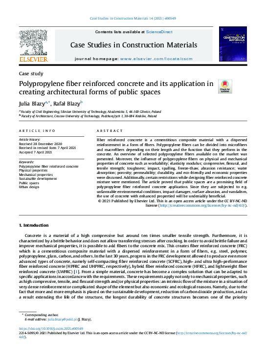 (PDF) Polypropylene fiber reinforced concrete and its application in ...
