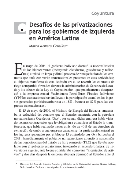 (PDF) Desafíos de las privatizaciones para los gobiernos de izquierda ...