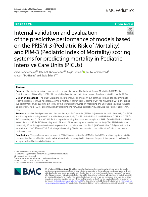 (PDF) Internal validation and evaluation of the predictive performance ...