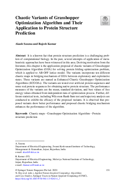 (PDF) Chaotic Variants of Grasshopper Optimization Algorithm and Their ...