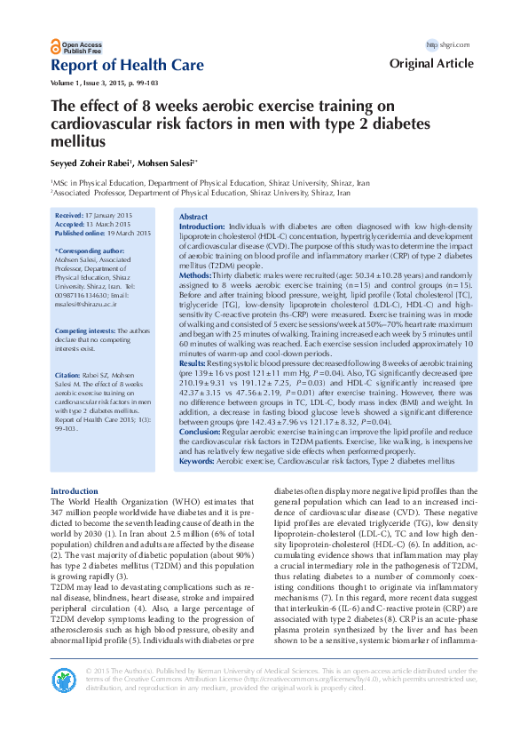 (PDF) The effect of 8 weeks aerobic exercise training on cardiovascular ...