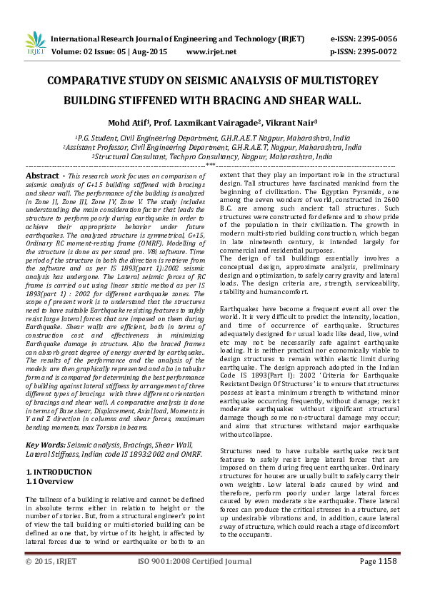 (PDF) Comparative Study on Seismic Analysis of Multistorey Building ...