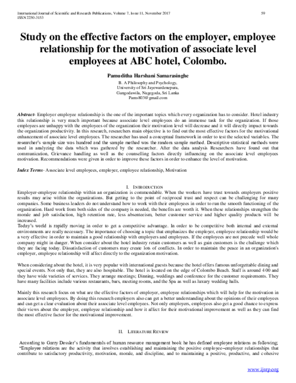 (PDF) Study on the effective factors on the employer, employee ...
