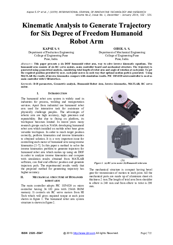 (PDF) Kinematic Analysis to Generate Trajectory for Six Degree of ...