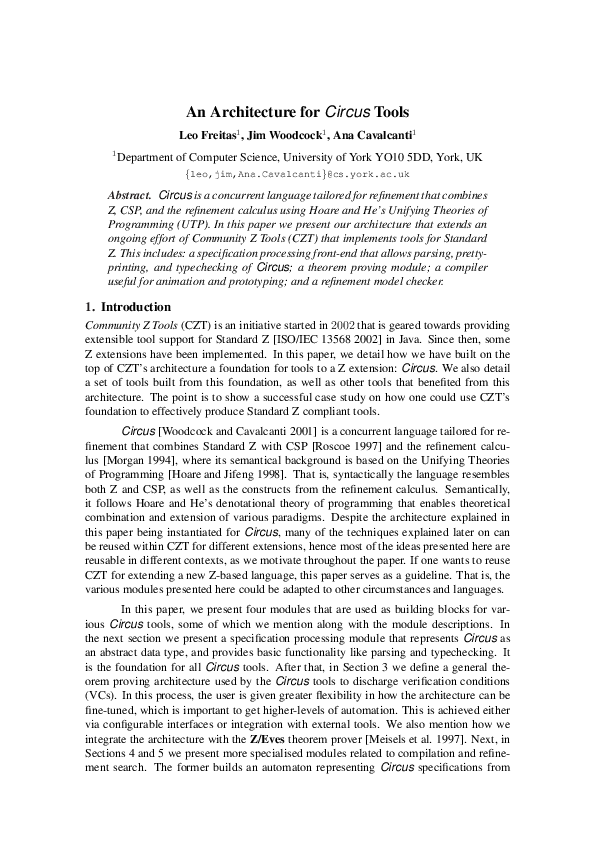 (PDF) An architecture for Circus tools