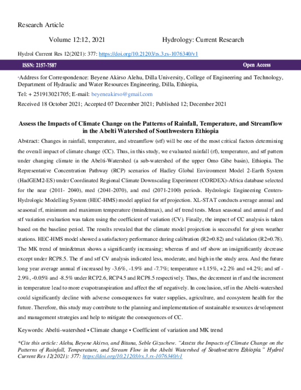 (PDF) Assess the Impacts of Climate Change on the Patterns of Rainfall ...