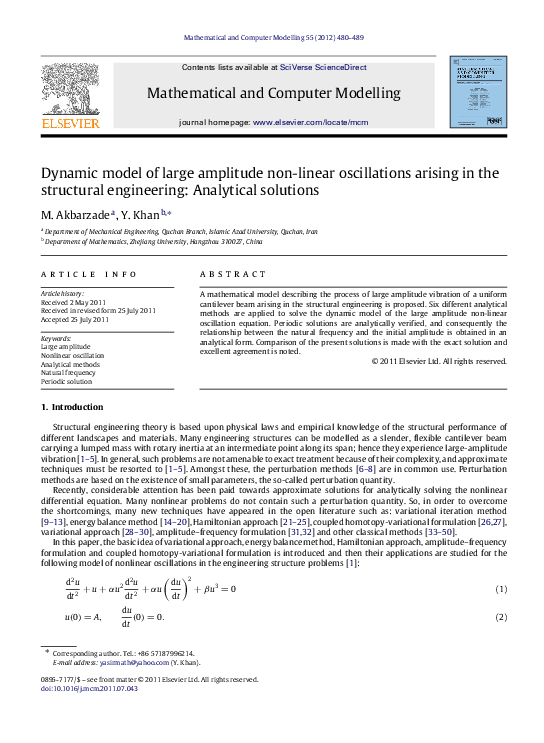 (PDF) Dynamic model of large amplitude non-linear oscillations arising ...