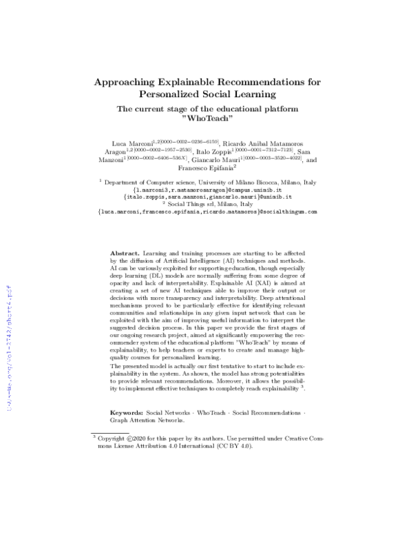 (PDF) Approaching Explainable Recommendations for Personalized Social ...