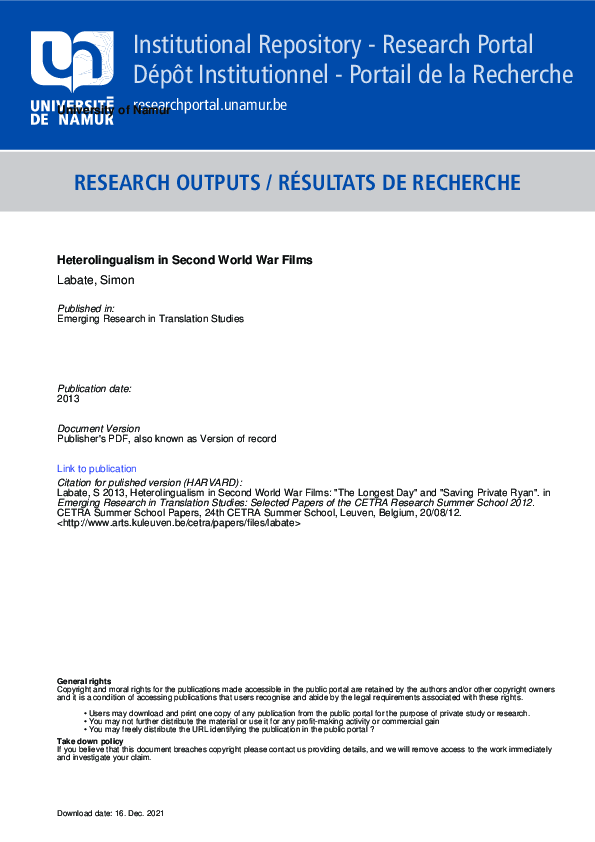 Free Pdf Download Heterolingualism In Second World War Films The Longest Day And Saving Private Ryan Simon Labate Academia Edu