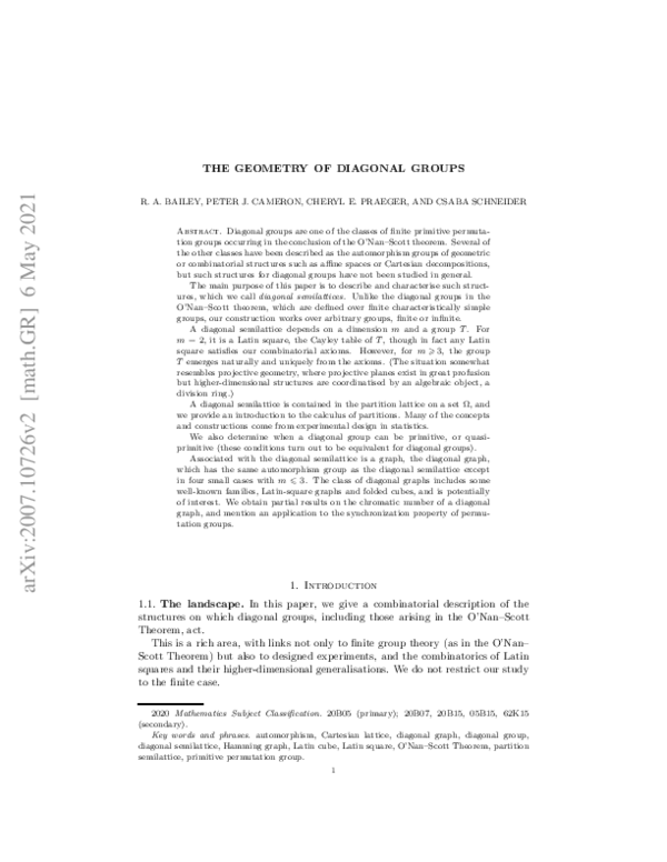 (PDF) The geometry of diagonal groups