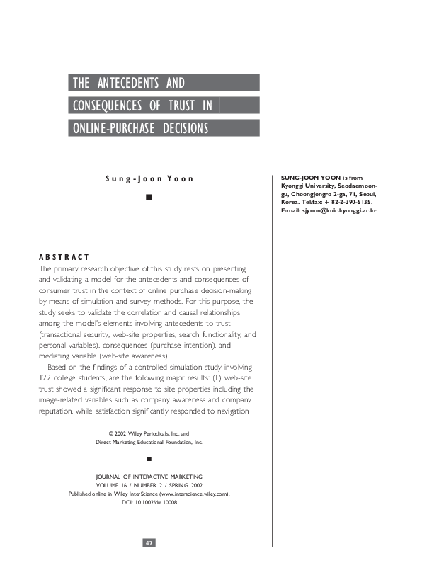 (PDF) Antecedents and consequences of trust in online product ...