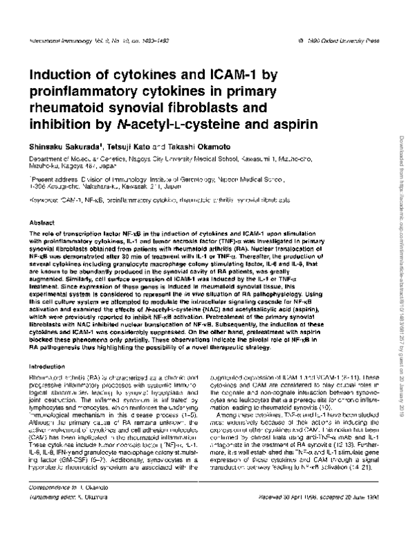 (PDF) Induction of cytokines and ICAM-1 by proinflammatory cytokines in ...