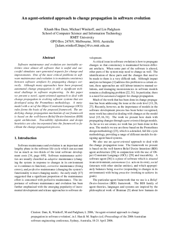 (PDF) An agent-oriented approach to change propagation in software ...