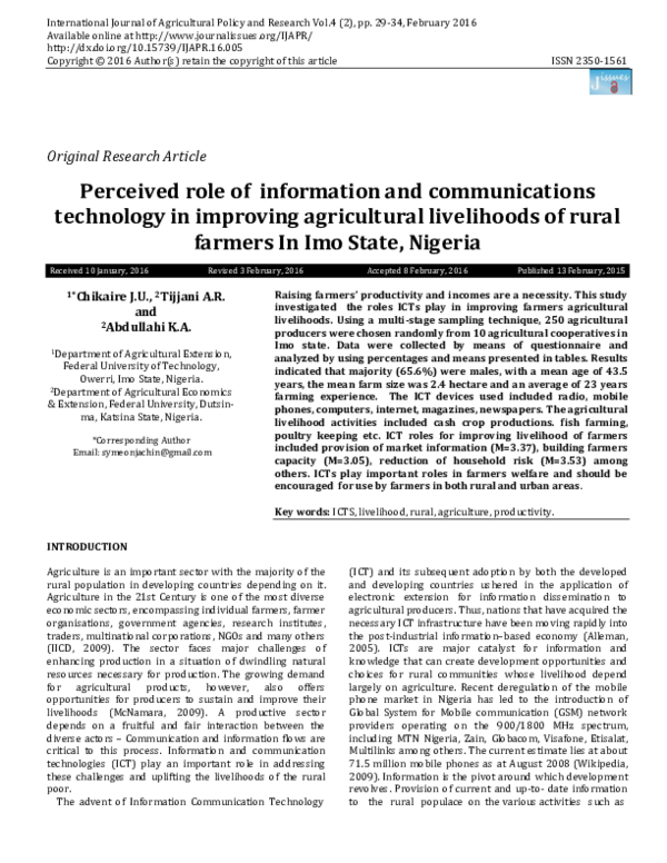 (PDF) Perceived role of information and communications technology in ...