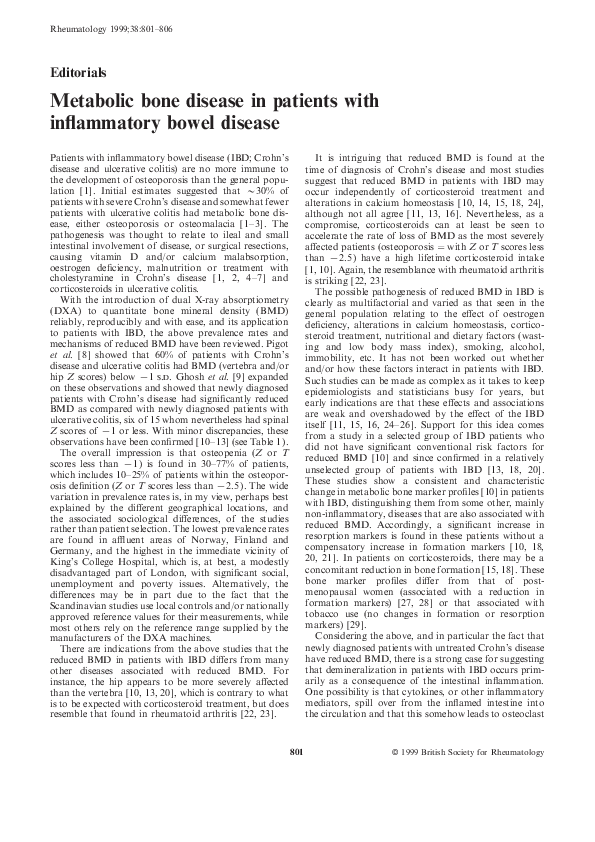 (PDF) Metabolic bone disease in patients with inflammatory bowel disease