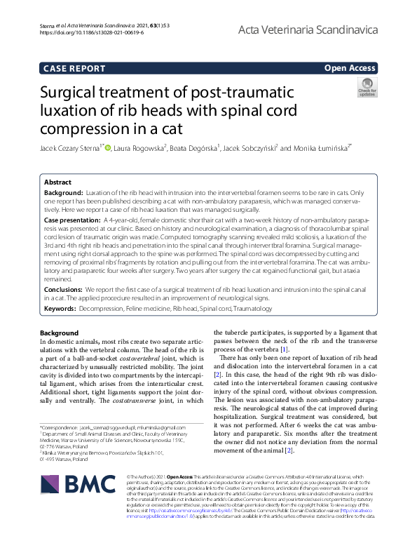 (PDF) Surgical treatment of post-traumatic luxation of rib heads with ...