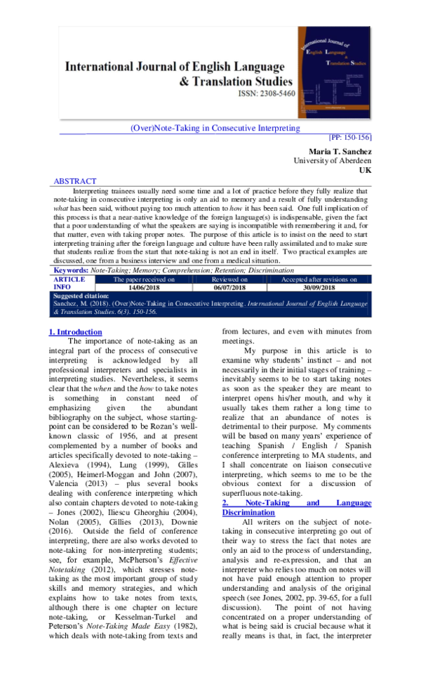 (PDF) (Over)note-taking in consecutive interpreting