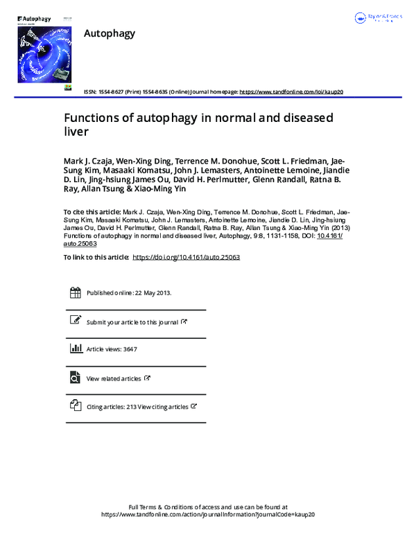 (PDF) Functions of autophagy in normal and diseased liver
