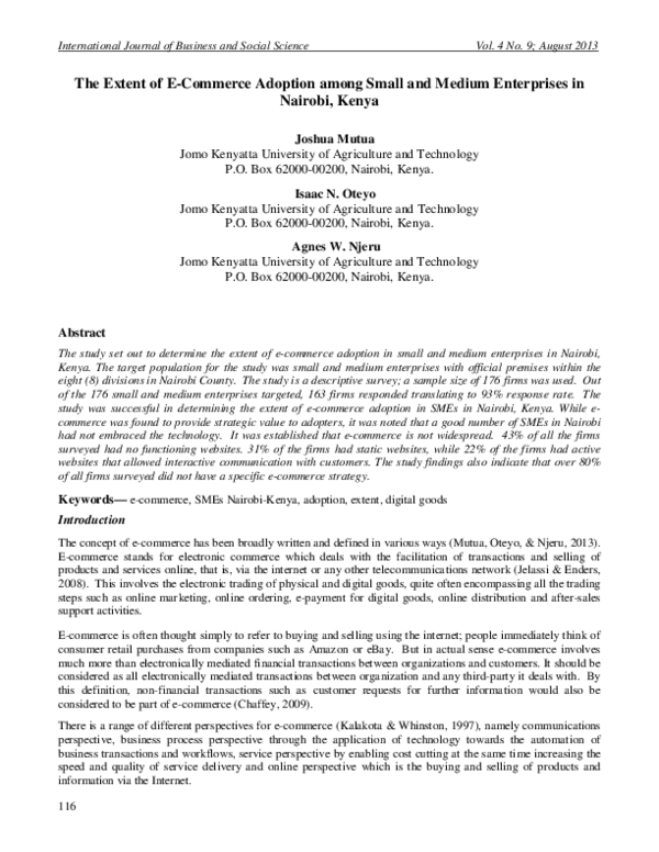 (PDF) The Extent of E-Commerce Adoption among Small and Medium ...