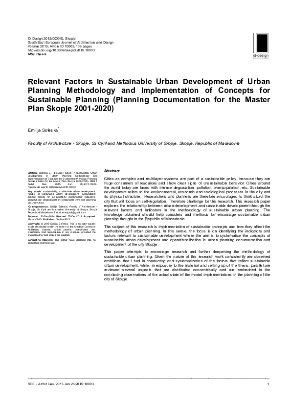 (PDF) Relevant Factors in Sustainable Urban Development of Urban ...