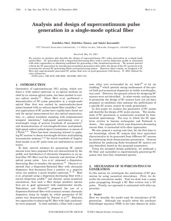 (PDF) Analysis and design of supercontinuum pulse generation in a ...