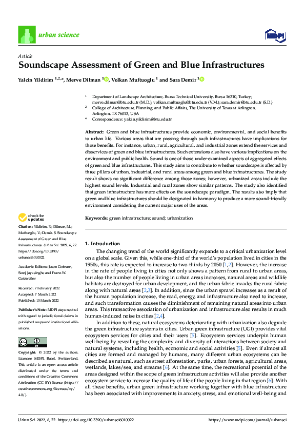 (PDF) Soundscape Assessment of Green and Blue Infrastructures